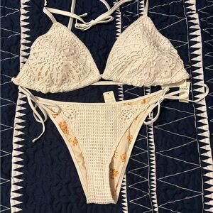 Aerie Ivory Crochet Bikini Set